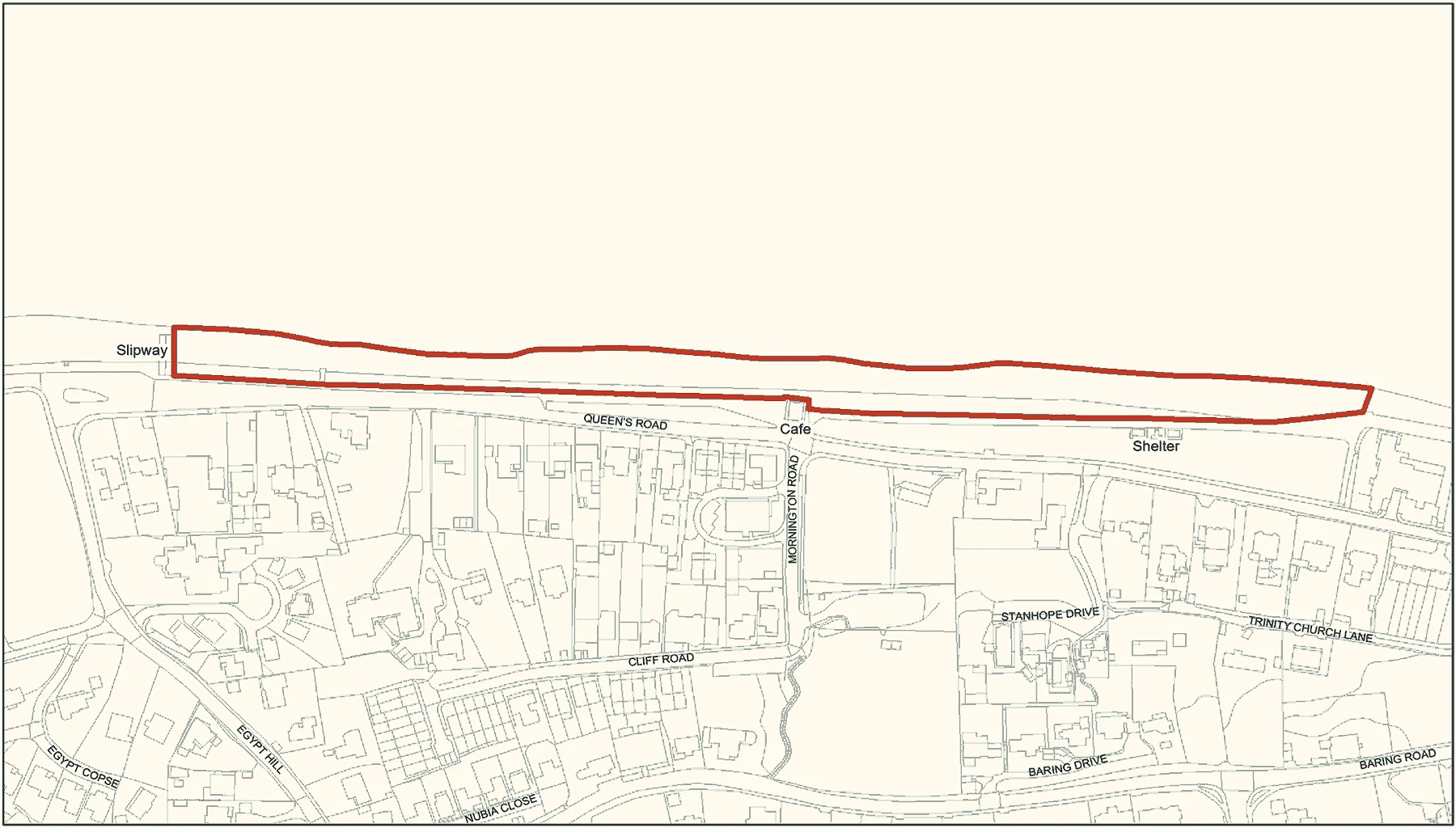Styled Isle of Wight Council dog exclusion zone map crop for Cowes Beach