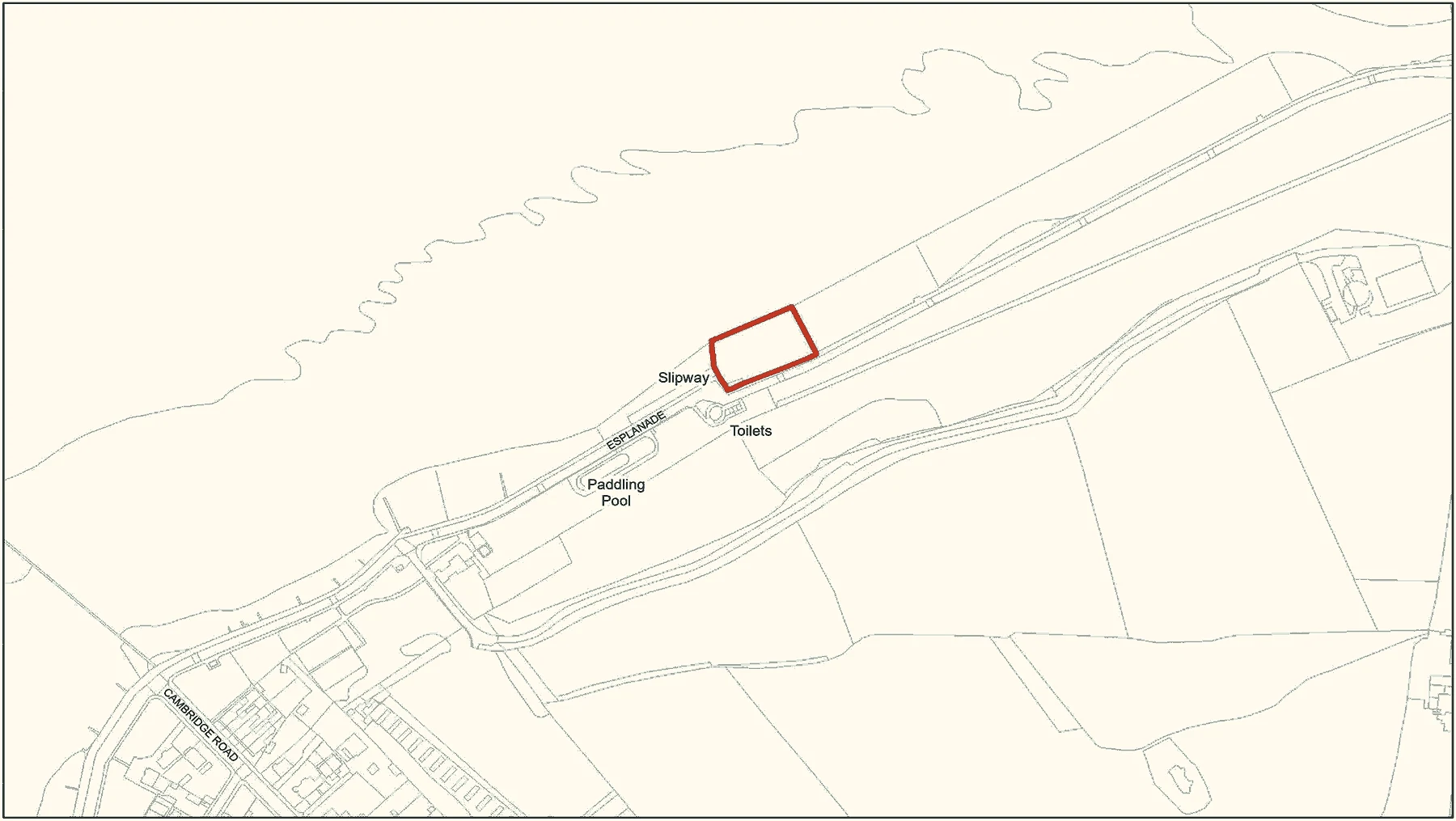 Styled Isle of Wight Council dog exclusion zone map crop for East Cowes Beach