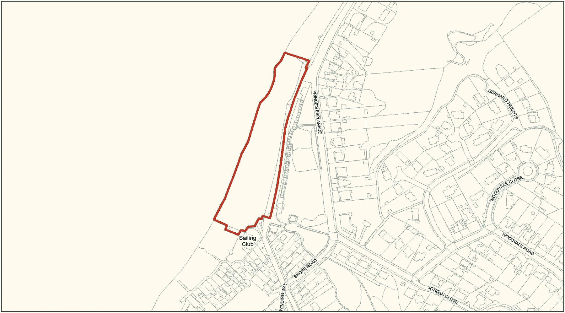 Styled Isle of Wight Council dog exclusion zone map crop for Gurnard Beach