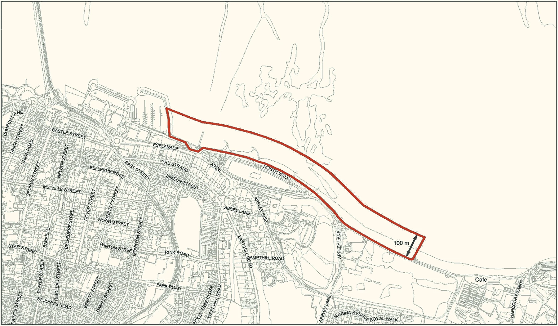 Styled Isle of Wight Council dog exclusion zone map crop for Ryde Beach